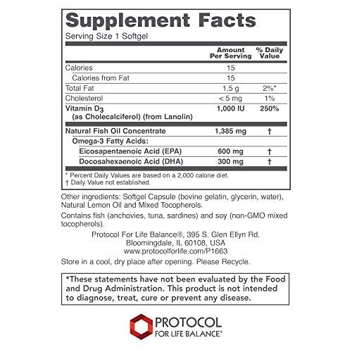 Protocol Ultra Omega 3 D Fish Oil Dha 300Mg Epa 600Mg Vitamin D3