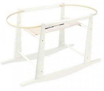 Jolly Jumper Rocking Wooden Moses Basket Stand- Antique White