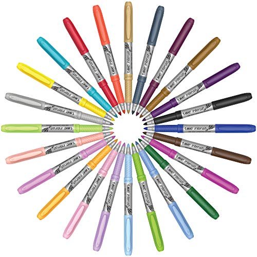 Bic Intensity Permanent Marker, Fine Bullet Tip, Assorted Metallic Colors, 8/Pack