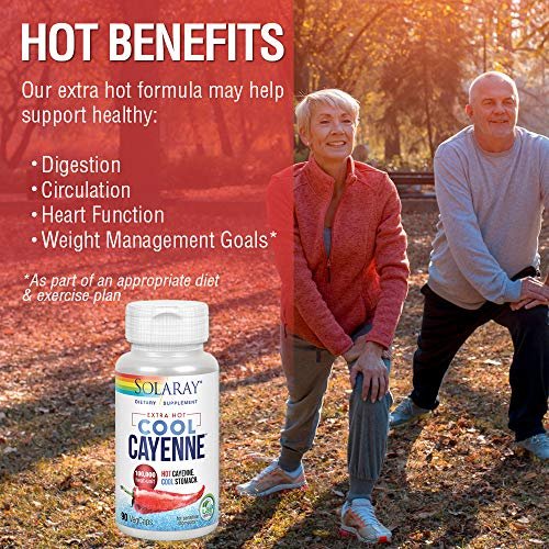 Solaray Extra Hot Cool Cayenne Capsules, 600 Mg, 90 Count Imported