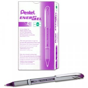  Pentel 0.5mm EnerGel-X Retractable Liquid Gel Pen with Needle  Tip and Violet Ink, Box of 12 (BLN105-V) : Office Products