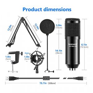 Neewer USB Microphone Kit, Plug & Play 192kHz/24-Bit Supercardioid Condenser Mic with Boom Arm and Shock Mount for YouTube Vlogging, Gaming, Podcasti