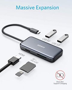 Anker USB C Hub, 5-in-1 USB C Adapter, with 4K USB C to HDMI, SD and microSD Card Reader, 2 USB 3.0 Ports, for MacBook Pro 2020/2019/2018, iPad Pro 2
