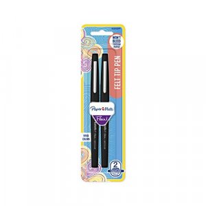 Paper Mate Flair Felt Tip Pens, Medium Point (0.7mm), Black, 2 Count 