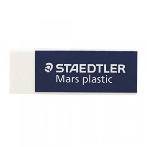 STAEDTLER Mars Plastic, Premium Quality Vinyl Eraser, White, Latex-free,  Age-resistant, Minimal Crumbling (526 50 BK) 