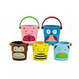 Skip Hop Zoo Bath Stack And Pour Bucket Rinse Cups, Multi