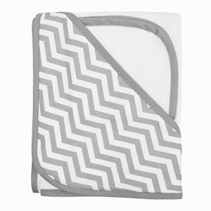 American Baby Company 100 Percent Organic Cotton Terry Hooded Towel Set - White With Gray Zigzag