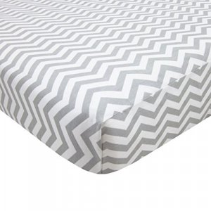 American Baby Company 100% Cotton Percale Fitted Portable/Mini Crib Sheet - Zigzag Grey