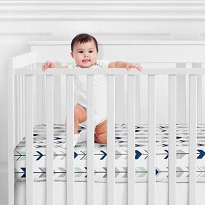 Sweet Jojo Designs Fitted Crib Sheet For Navy Blue, Mint And Grey Woodsy Boys Baby/Toddler Bedding Set Collection - Arrow Print