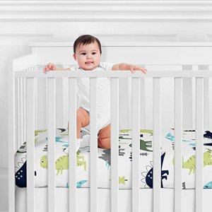 Sweet Jojo Designs Fitted Crib Sheet For Blue And Green Modern Dinosaur Baby/Toddler Bedding Set Collection - Dinosaur Print