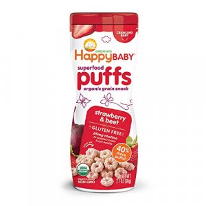 Happy Baby Organic Superfood Puffs Strawberry & Beet, 2.1 Oz Canister,Pack Of 6