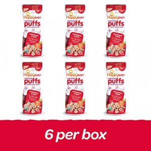 Happy Baby Organic Superfood Puffs Strawberry & Beet, 2.1 Oz Canister,Pack Of 6
