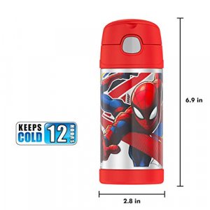 Thermos Funtainer 12 Ounce Stainless Steel Vacuum Insulated Kids Straw Bottle, Avengers