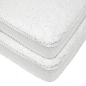 American Baby Waterproof Fitted Quilted Crib And Toddler Protective Pad Cover 2 Pack White