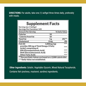 Nature'S Bounty Fish Oil 1000 Mg Cholesterol Free Omega-3, 145 Softgels