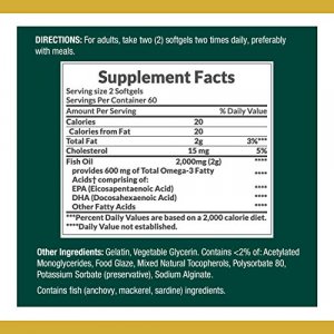 Nature'S Bounty Fish Oil 1000 Mg Omega-3 & Omega-6, 120 Odorless Softgels (Packaging May Vary)