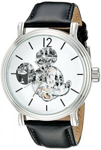 Disney Men'S W002323 Mickey Mouse Silver-Tone Watch With Black Band