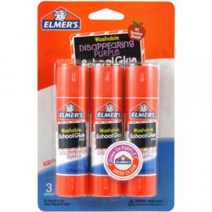 Elmer'S Disappearing Purple School Glue Sticks, 0.77 Oz Each, 3 Sticks Per Pack (E562)