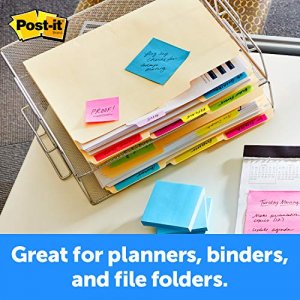 Post-it Tabs, 1 in Solid, Aqua, Yellow, Pink, Red, Green, Orange, 6/Color