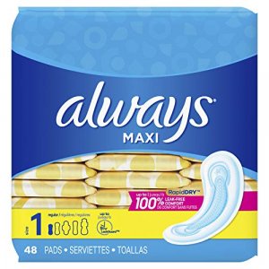 Always Maxi Unscented Pads Without Wings, Regular, 48 Count
