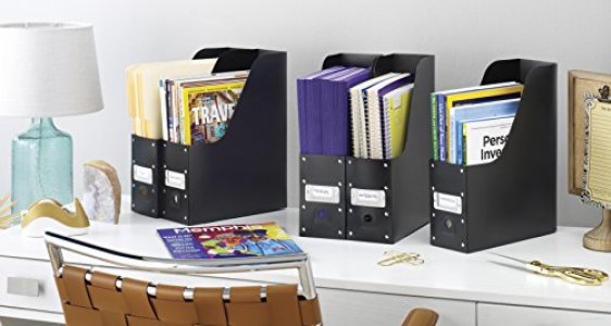 Whitmor 6551-372-5-Blk Plastic Organizer Collection Magazine Organizer Set Of 5, Black