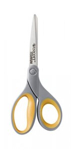 Westcott 13529 8-Inch Straight Titanium Scissors For Office and Home,  Yellow/Gray