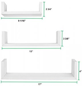 Greenco Set of 3 Floating Wall U Shelves | Floating Wall Shelves |Storage  Shelves White Finish | White Wall Shelves