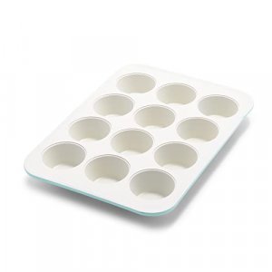 Greenlife 12 Cup Ceramic Non-Stick Muffin Pan, Turquoise
