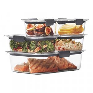 Rubbermaid Brilliance Food Storage Container, 10-Piece Set, 100% Leak-Proof, Plastic, Clear