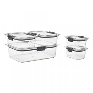 Rubbermaid Brilliance Food Storage Container, 10-Piece Set, 100% Leak-Proof, Plastic, Clear
