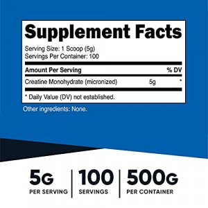 Nutricost Creatine Monohydrate Micronized Powder 500G, 5000Mg Per Serv - Pure Micronized Creatine Monohydrate