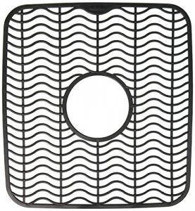 Rubbermaid Antimicrobial Sink Protector Mat, Small, Black Waves 1939406