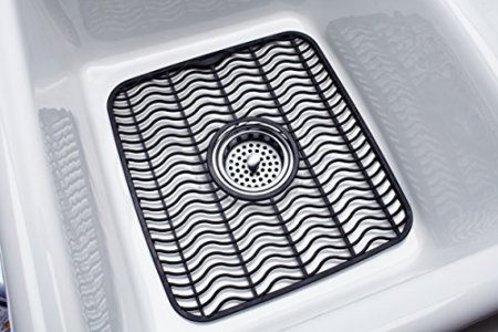 Rubbermaid Antimicrobial Sink Protector Mat, Small, Black Waves 1939406