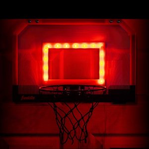 Franklin Sports Over The Door Indoor Basketball Hoop - Kids Mini Hoop For Bedroom - Steel Rim Mini Hoop - Includes Ball And Pump - Red Light Up