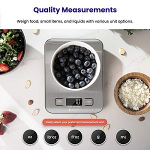 SC Series Precision Digital Kitchen Weight Scale, Food Measuring Scale, 2kg  x 0.1g (Silver), AMW-SC-2KG - American WEIGH Scale
