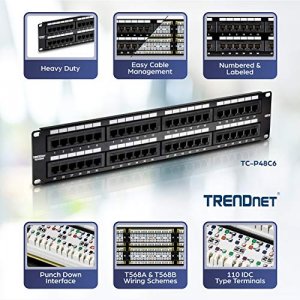 Trendnet 48-Port Cat6 Unshielded Wallmount Or Rackmount Patch Panel Compatible With Cat 3/4/5/5E/6 Cabling Tc-P48C6
