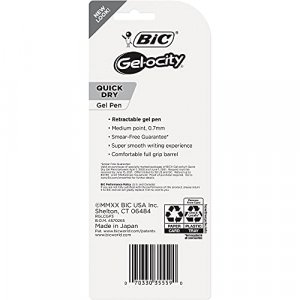Bic Gel-ocity Retractable Quick Dry Gel Pen, Black, 2 Ea