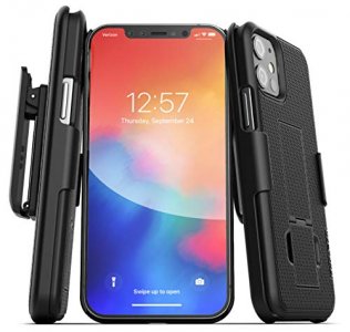 Encased DuraClip Series Designed for iPhone 12 Mini Belt Clip Case Slim Cover with Holster - Black