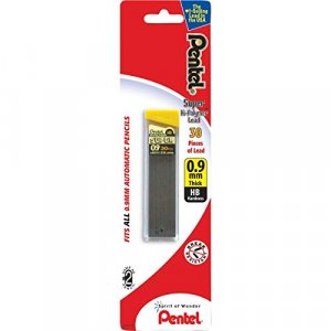 Pentel Super Hi-Polymer Lead Refill , 0.9 Mm Thick, Hb, 30 Pieces Of Lead (C29Bphb)
