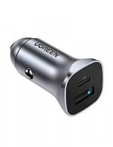 UGREEN USB C Car Charger Dual Ports PD and Power Delivery 3.0- for iPhone 12 SE 11 XS XR X 8 7 Plus AirPods iPad Google Pixel 5 Nintendo Switch