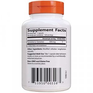 Doctor'S Best L-Tyrosine, Non-Gmo, Gluten Free, 120 Veggie Caps