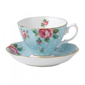 Royal Albert Formal Vintage Teacup And Saucer Boxed Set - Polka Blue
