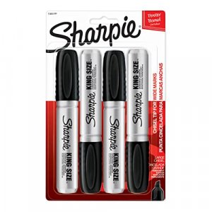 SHARPIE King Size Permanent Marker Large Chisel Tip, Great for Poster  Boards, Black, 4 Count
