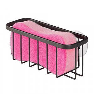 Interdesign 84707 Gia Suction Kitchen Sink Caddy, Sponge Holder For Kitchen Accessories - Matte Black,X-Large