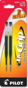 Pilot Dr. Grip Center Of Gravity Ballpoint Ink Refill - 2-Pack - Medium Point - Black Ink