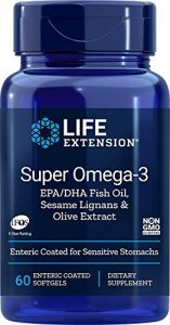 Life Extension Super Omega-3 (Fish Oil) Epa/Dha With Sesame Lignans & Olive Fruit, 60 Enteric Coated Softgels