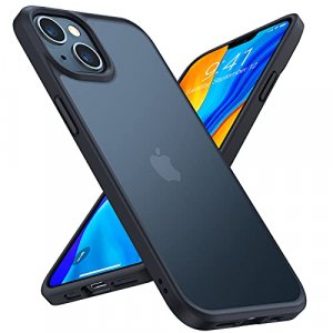TORRAS Shockproof Compatible for iPhone 13 Mini Case,Translucent Hard PC Back with Soft Edge 2nd X-Shock Protective 13 Mini Phone case, Matte Black