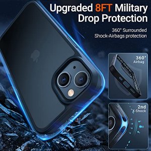 TORRAS Shockproof Compatible for iPhone 13 Mini Case,Translucent Hard PC Back with Soft Edge 2nd X-Shock Protective 13 Mini Phone case, Matte Black