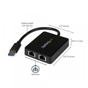 Startech Usb 3.0 To Dual Port Gigabit Ethernet Adapter Nic With Usb Port (Usb32000Spt)