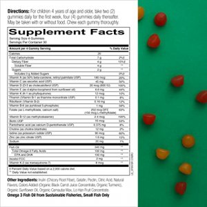 Smartypants Kids Formula & Fiber Daily Gummy Multivitamin:D3, & Zinc For Immunity,Omega 3 Fish Oil (Dha),B6,Methyl B12,120 Count (30 Day Supply)